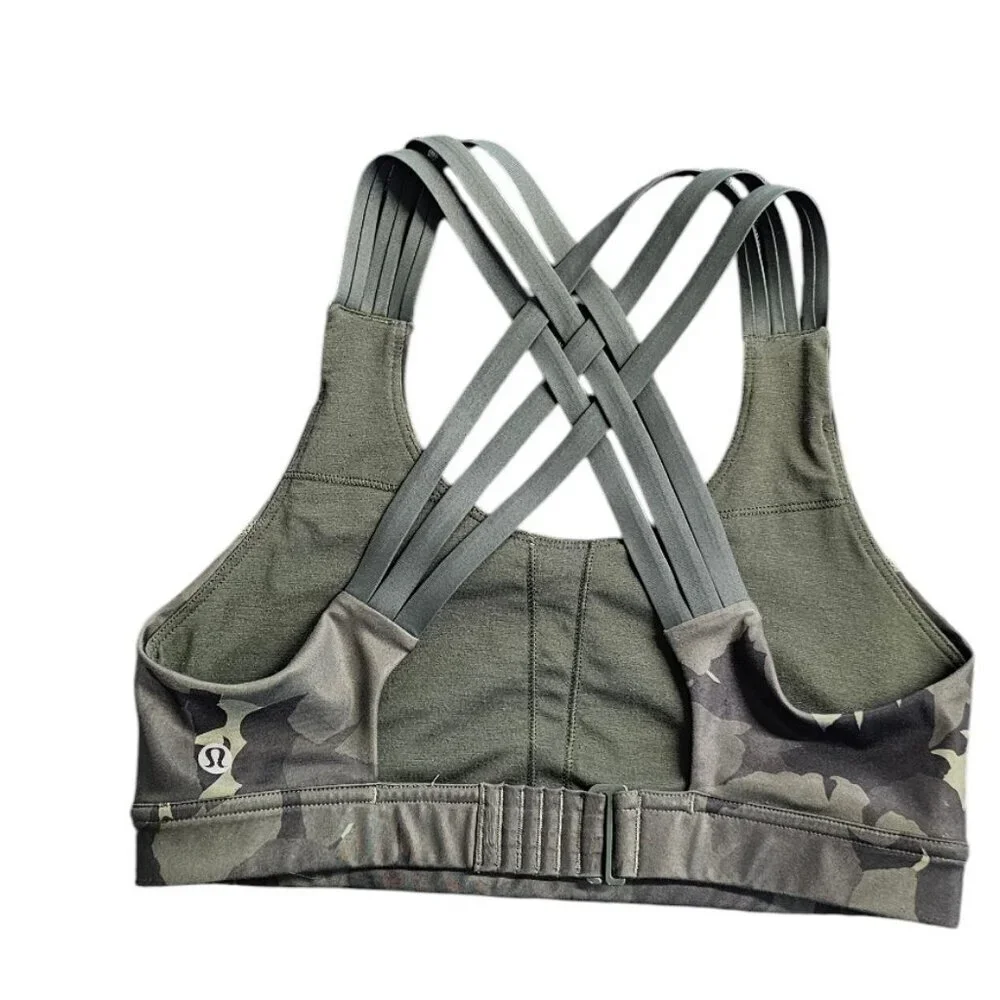 Lululemon All Sport Bra, Adjustable Back, Green, Camo, Sports Bra, Size 6 - Picture 2 of 6